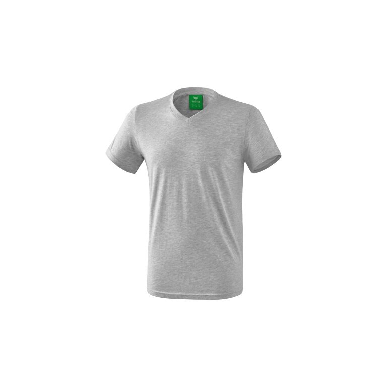 Erima Sport-Tshirt Basic Style (100% Baumwolle, V-Ausschnitt) grau Herren