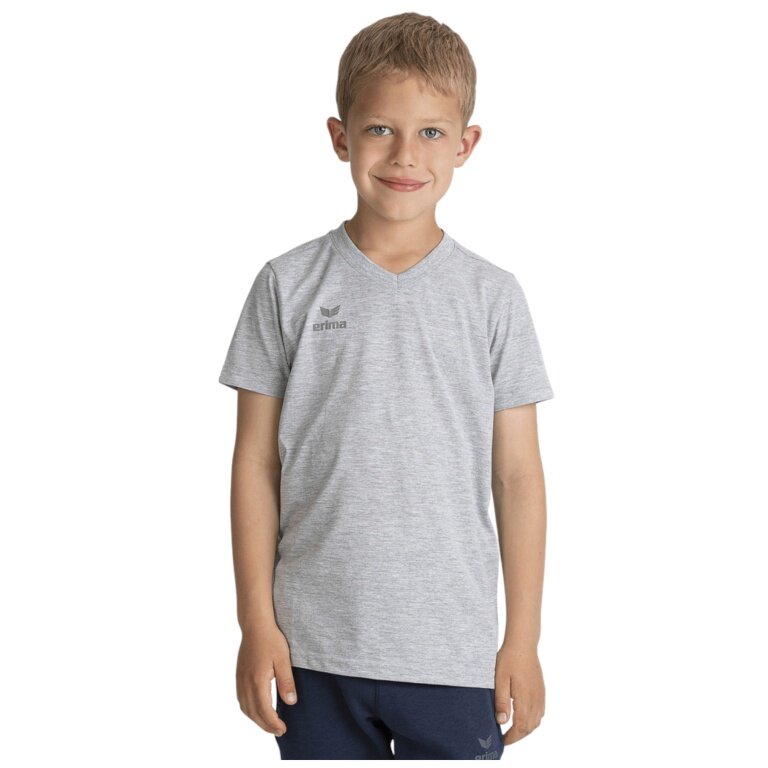 Erima Sport-Tshirt Basic Style (100% Baumwolle, V-Ausschnitt) grau Kinder