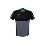 Erima Sport-Tshirt Six Wings (100% Polyester, schnelltrocknend, angenehmes Tragegefühl) grau/schwarz Jungen