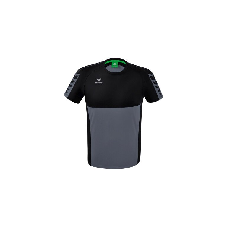 Erima Sport-Tshirt Six Wings (100% Polyester, schnelltrocknend, angenehmes Tragegefühl) grau/schwarz Jungen