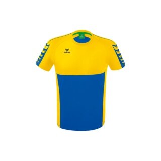 Erima Sport-Tshirt Six Wings (100% Polyester, schnelltrocknend, angenehmes Tragegefühl) navyblau/gelb Jungen