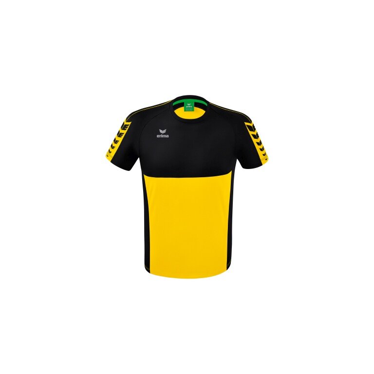 Erima Sport-Tshirt Six Wings (100% Polyester, schnelltrocknend, angenehmes Tragegefühl) gelb/schwarz Herren