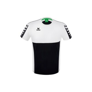 Erima Sport-Tshirt Six Wings (100% Polyester, schnelltrocknend, angenehmes Tragegefühl) schwarz/weiss Herren