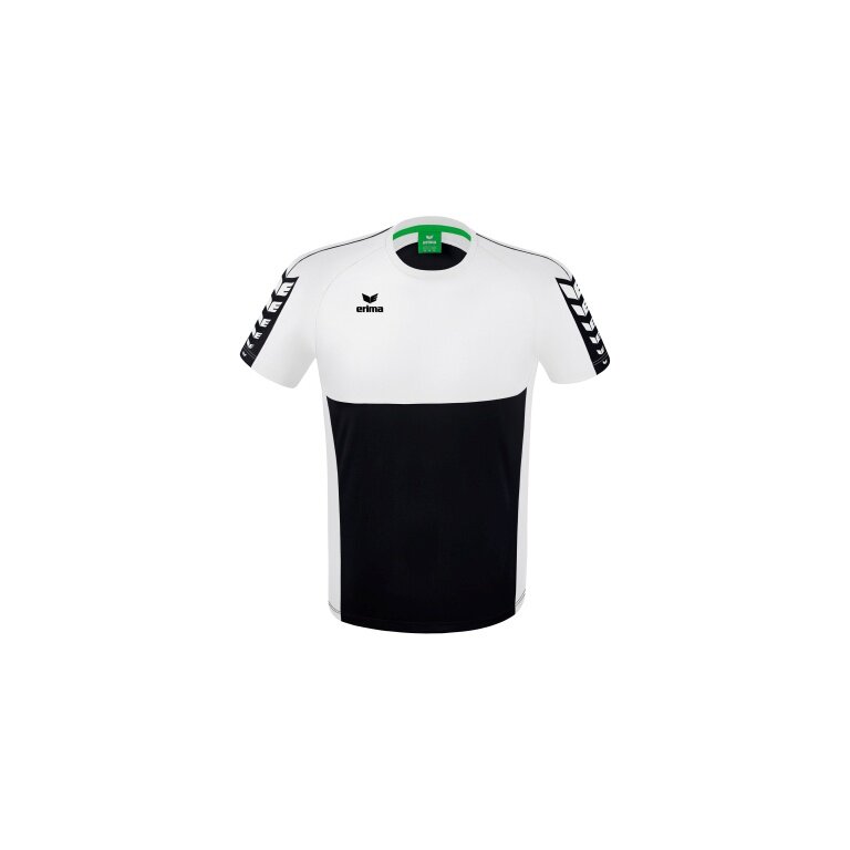 Erima Sport-Tshirt Six Wings (100% Polyester, schnelltrocknend, angenehmes Tragegefühl) schwarz/weiss Herren