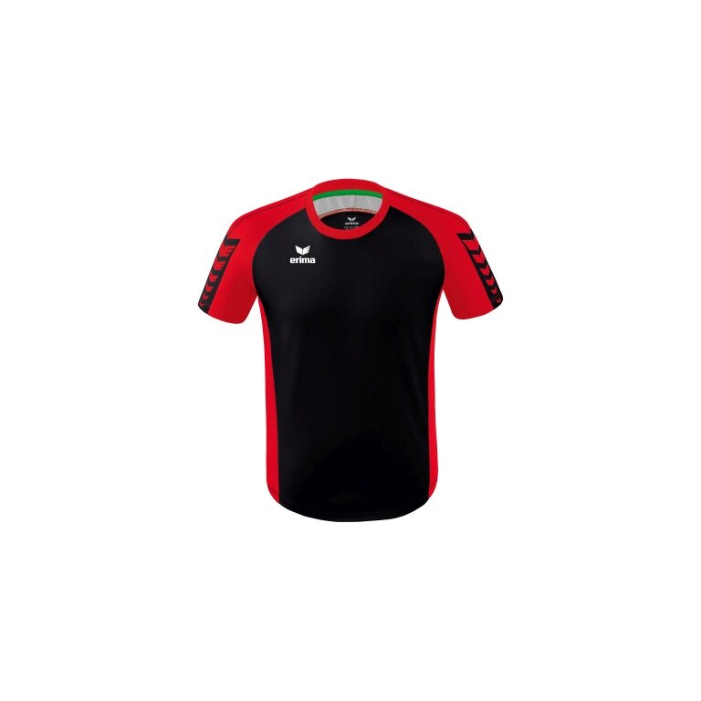 Erima Sport-Tshirt Six Wings Trikot (100% Polyester, strapazierfähig) schwarz/rot Kinder