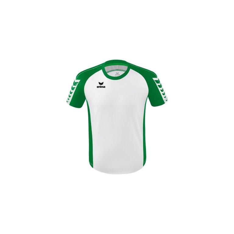 Erima Sport-Tshirt Six Wings Trikot (100% Polyester, strapazierfähig) weiss/smaragdgrün Kinder
