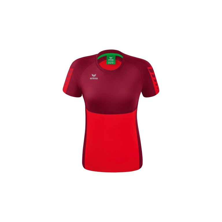 Erima Sport-Shirt Six Wings (100% Polyester, taillierter Schnitt, schnelltrocknend) rot/bordeaux Damen