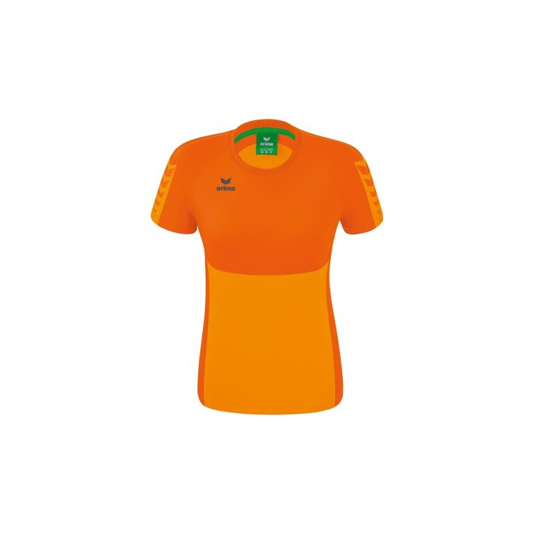 Erima Sport-Shirt Six Wings (100% Polyester, taillierter Schnitt, schnelltrocknend) orange Damen