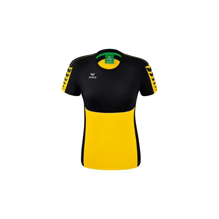 Erima Sport-Shirt Six Wings (100% Polyester, taillierter Schnitt, schnelltrocknend) gelb/schwarz Damen