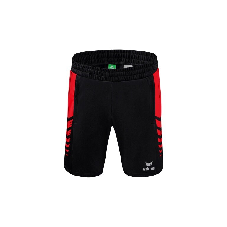 Erima Sport-Hose Six Wings Worker Shorts kurz (100% Polyester, ohne Innenslip, bequem) schwarz/rot Jungen