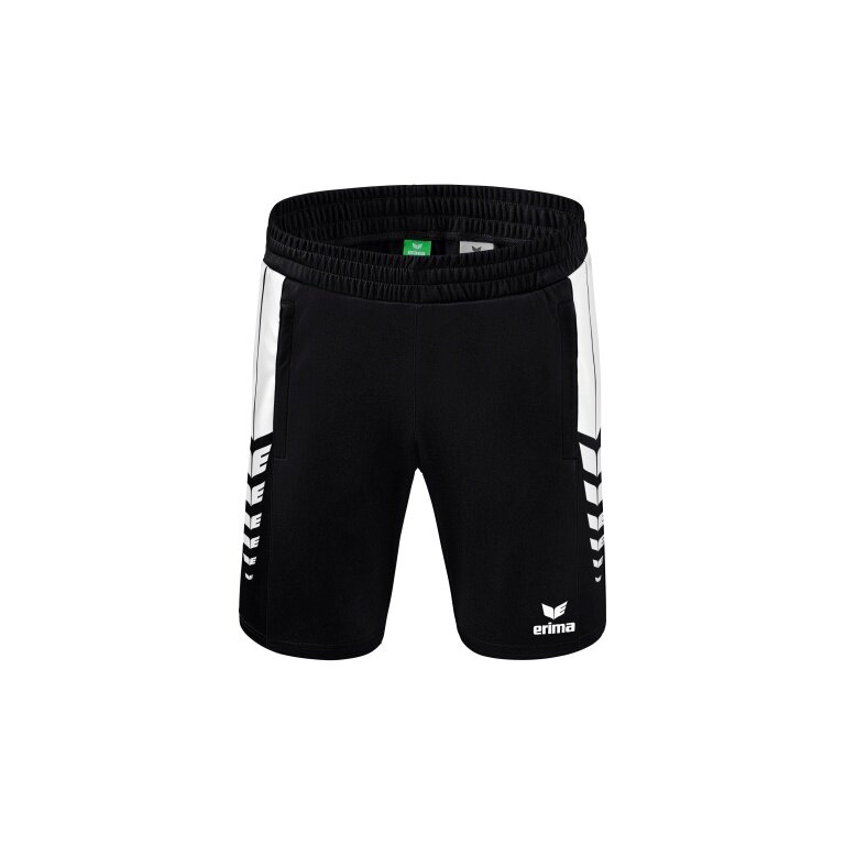 Erima Sport-Hose Six Wings Worker Shorts kurz (100% Polyester, ohne Innenslip, bequem) schwarz/weiss Jungen