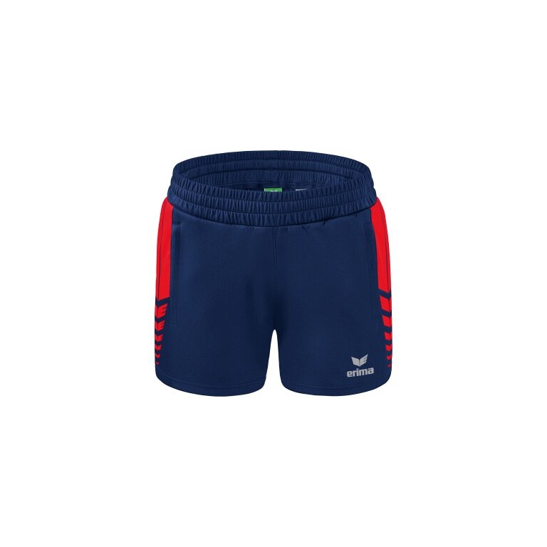 Erima Sporthose Short Six Wings Worker (100% Polyester) kurz navyblau/rot Damen