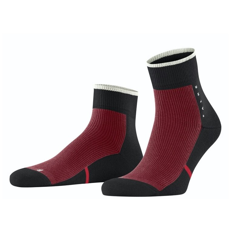 Falke Tagessocke Ankle Versatile (Bio-Baumwolle, robust) schwarz/rot - 1 Paar
