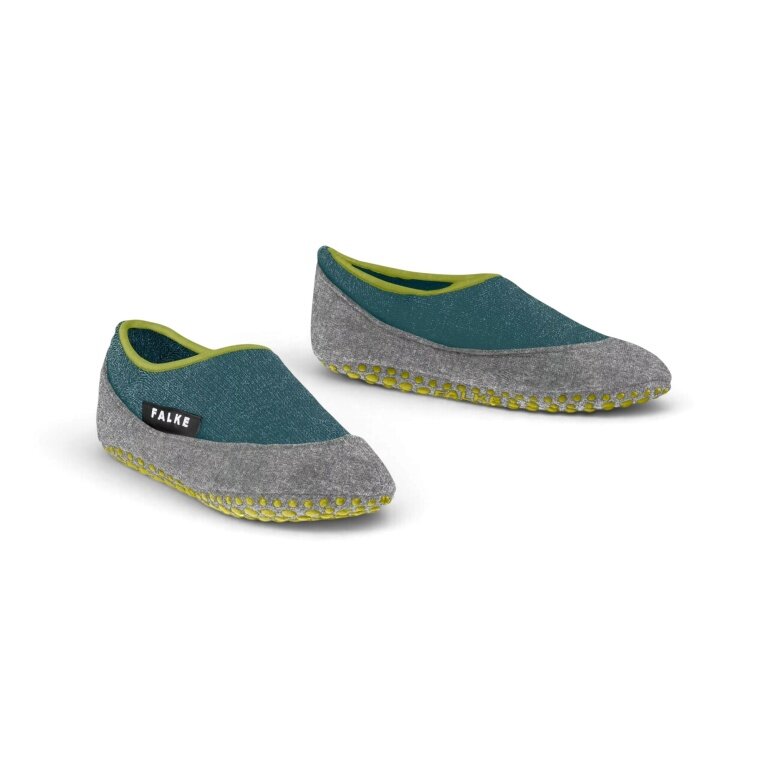 Falke Hausschuhe Cosyshoe (wärmende Merinowolle) blaugrün/grau Kinder