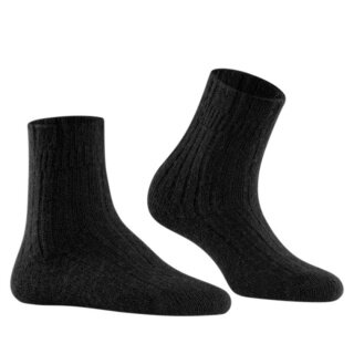Falke Tagessocke Bedsock Rib (Wolle und Kaschmir) schwarz Damen - 1 Paar