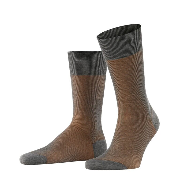 Falke Tagessocke Crew Fine Shadow (eleganter Business-Strumpf) grau melange 1er Herren