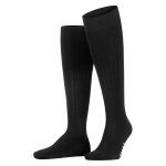 Falke Tagessocke Milano Kniestrümpfe (elegante Rippstruktur, Baumwolle) schwarz Herren - 1 Paar