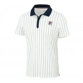Fila Tennis-Polo Stripes Retro-Look (100% Polyester) weiss/navy Herren