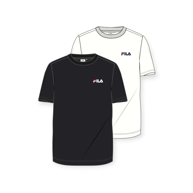 Fila Freizeit-Shirt Brod Tee (Baumwolle) weiss/schwarz Herren - 2er Pack