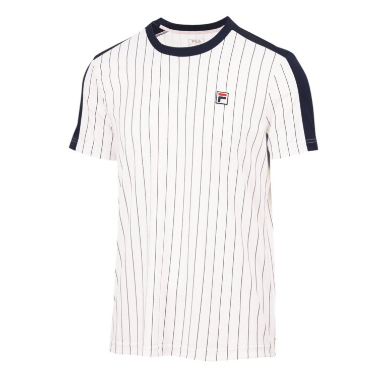 Fila Tennis-Tshirt Stripes Jascha 2 (100% Polyester) weiss/navyblau Herren