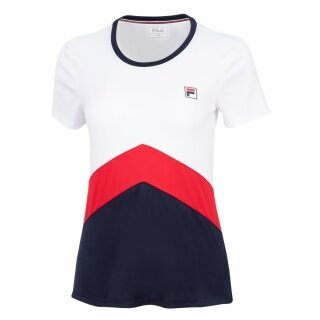 Fila Tennis-Shirt Aurelia (100% Polyester) weiss/navyblau/rot Damen