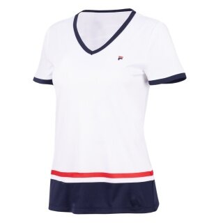 Fila Tennis-Shirt Elisabeth (V-Ausschnitt) weiss/navyblau Mädchen/Girls