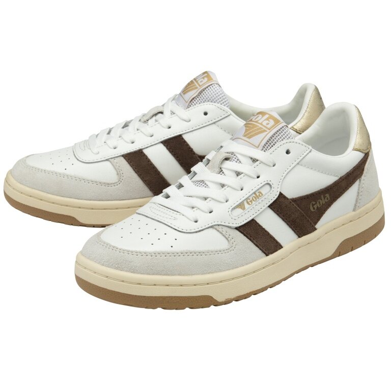 Gola Sneaker Hawk 2025 weiss/dunkelbraun/gold Damen