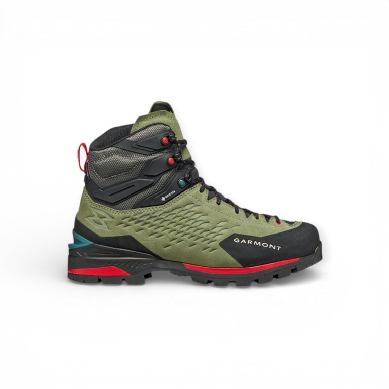 Garmont Wanderschuhe Ascent Evo GTX (Veloursleder, Bergsteigen, wasserdicht) olivegrün/dunkelgrau/rot Herren
