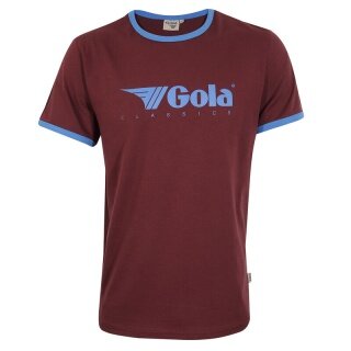 Gola Freizeit-Tshirt Logo Classics Print Ringer (Baumwolle) burgundrot Herren