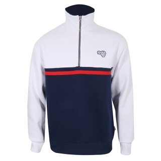 Gola Pullover 1/4 Zip Brushed Back Sweat Stripes weiss/navyblau Herren