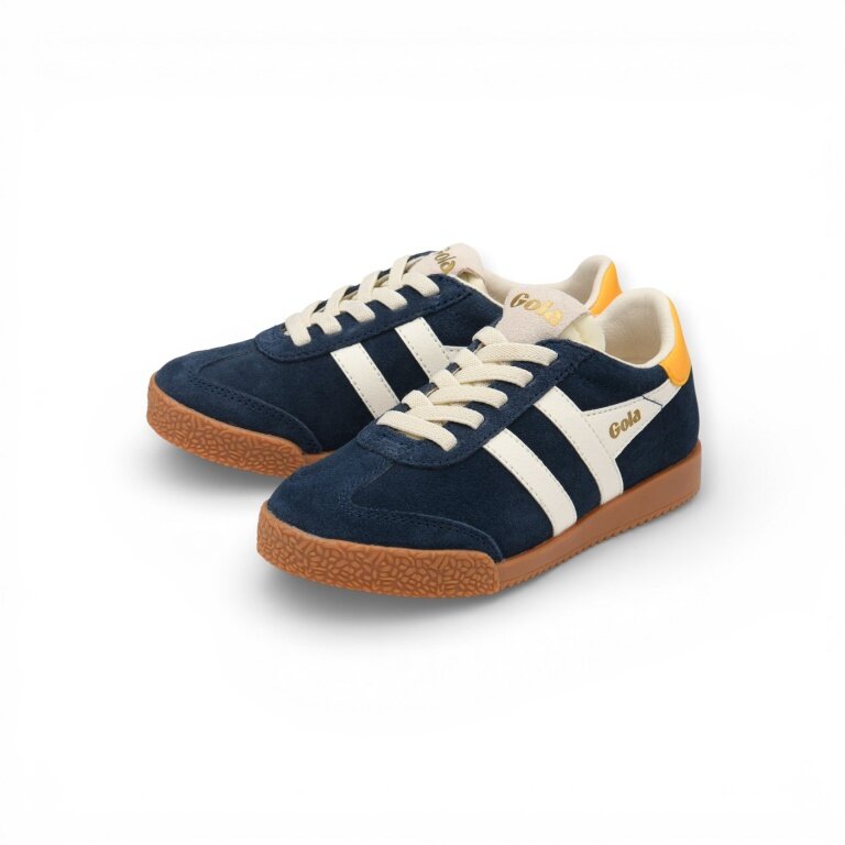 Gola Sneaker Elan 2026 (Wildleder, Schnürverschluss) navyblau/offwhite/gelb Kinder