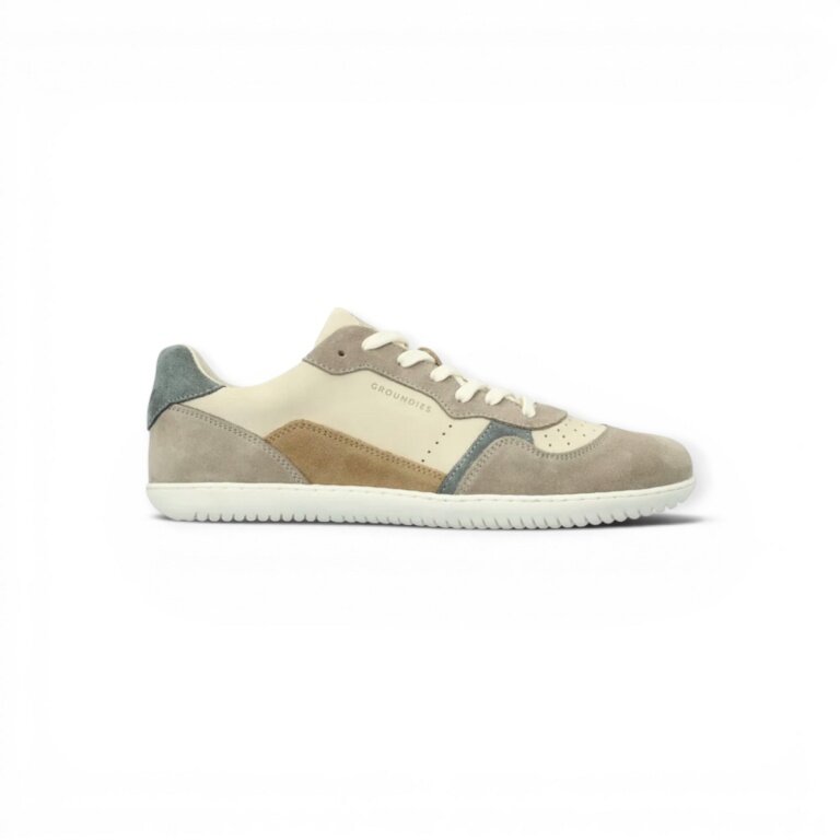 Groundies Minimal-Sneaker Nova GO1 (Zero Drop, Veloursleder) beige/sage Damen