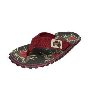 Gumbies Zehensandalen Original Flip Flops Hibiscus grau/rot Herren