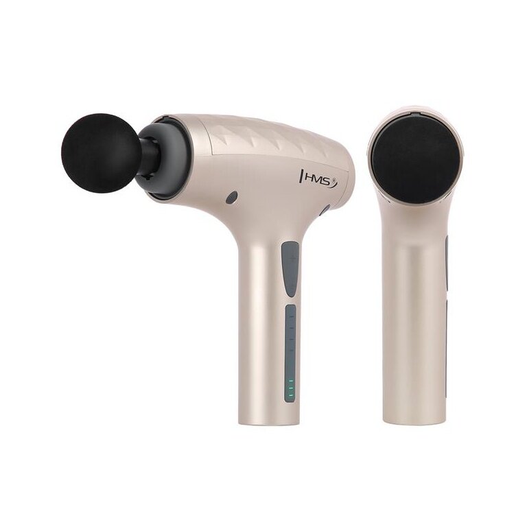 HMS Massagepistole mit 4 Aufsätzen (tiefenwirksame Vibrationsmassage) gold