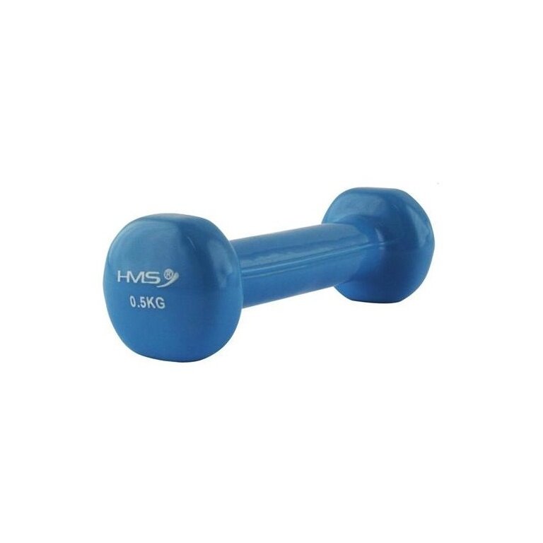 HMS Fitness Kurzhantel (Gusseisen mit Vinylbeschichtung) 0,5kg blau - 1 Stück