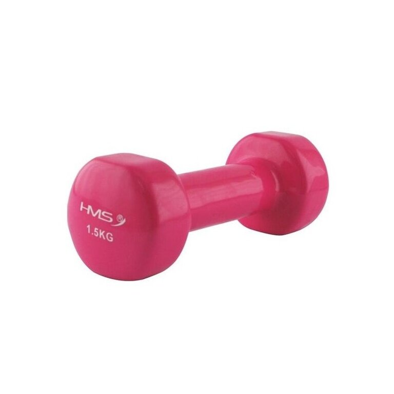 HMS Fitness 17023 Kurzhantel aus Gusseisen mit Vinylbeschichtung 1,5kg pink - 1 Stück