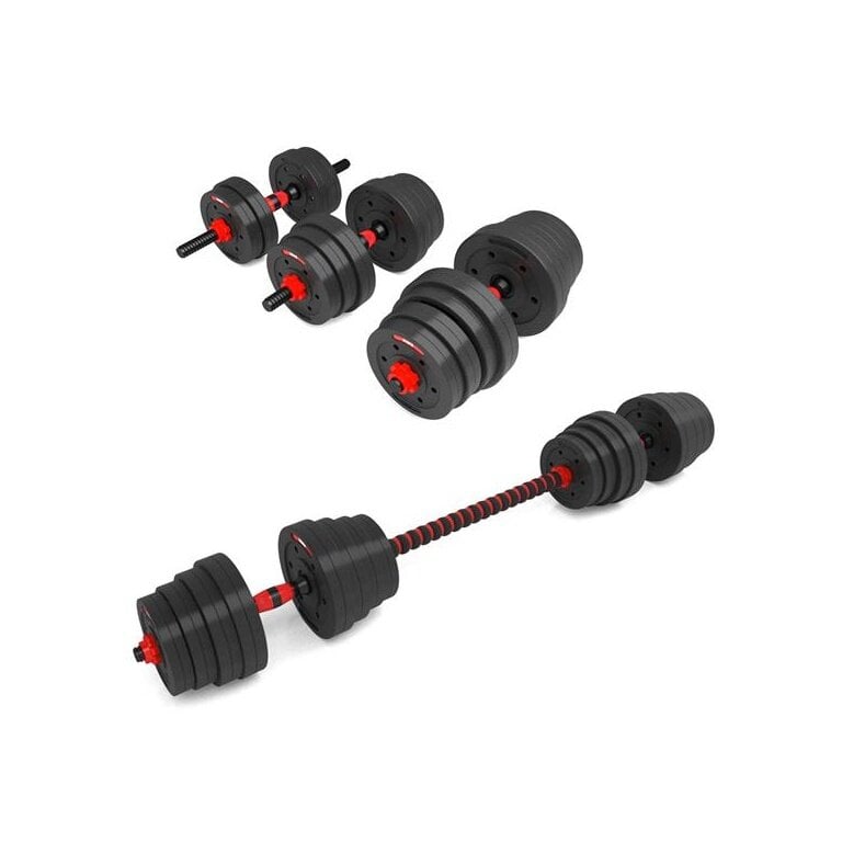 HMS Fitness Kurzhantel-Langhantel-Set SGP30 (Gesamtgewicht 30kg, 12 Hantelscheiben) - 1 Set