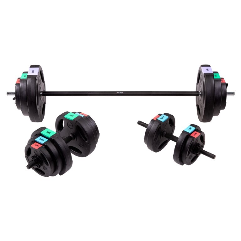 HMS Fitness Langhantelset (3 Teile) SGSP60 (1x Langhantel, 2x Kurzhanteln) 62 kg