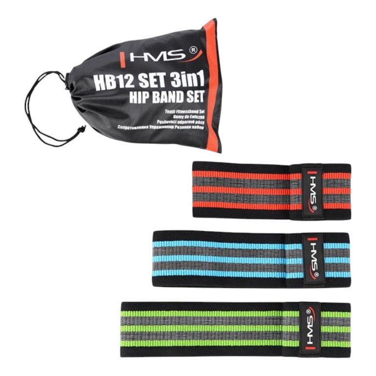 HMS Fitnessband HB12 Set 3in1 Hip Bands - 3 Stück
