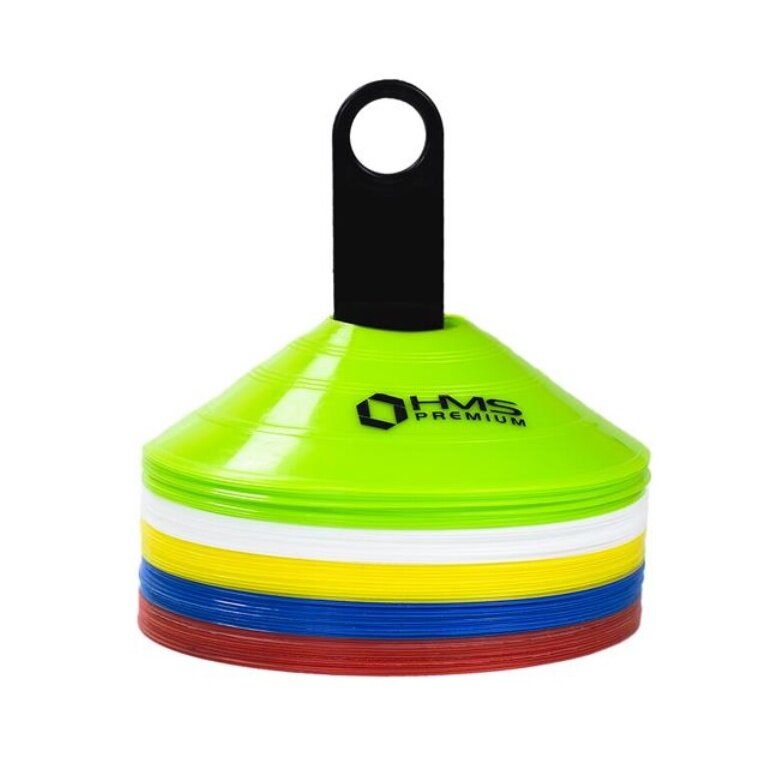 HMS Fitness Premium Markierungshütchen Set GTR50 (50 Stück farblich sortiert)