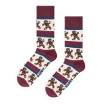 Happy Socks Tagessocke Crew Gingerbread Stripe (Lebkuchen) dunkelrot/weiss - 1 Paar