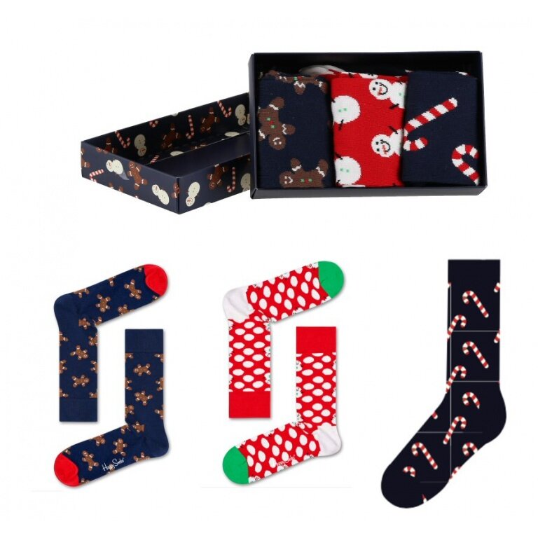 Happy Socks Tagessocke Crew Gingerbread Geschenkbox - 3 Paar