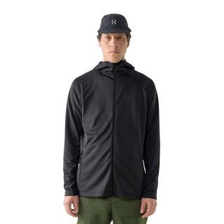 Haglöfs Fleecejacke Korp Mid Hood (Midlayer, atmungsaktiv) schwarz Herren