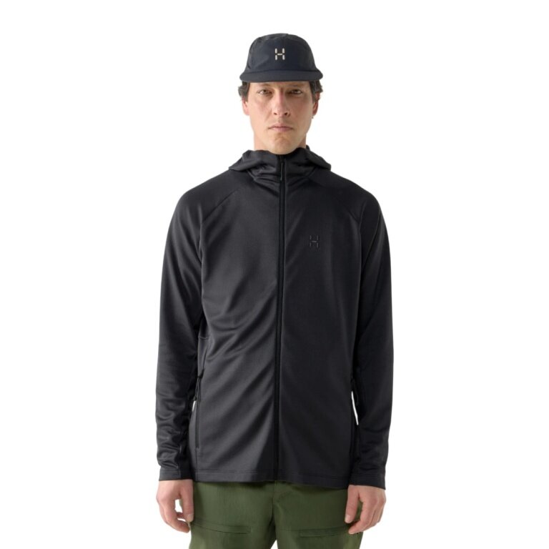 Haglöfs Fleecejacke Korp Mid Hood (Midlayer, atmungsaktiv) schwarz Herren
