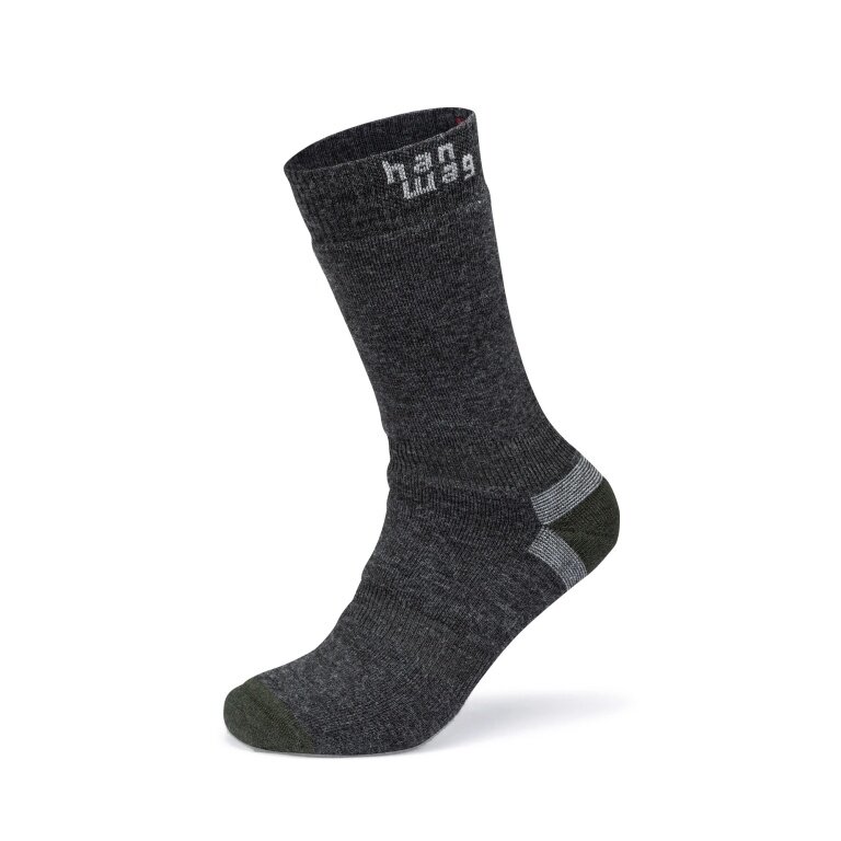 Hanwag Wandersocke Thermo Sock (warm, Wolle) asphaltgrau/dunkelgrün - 1 Paar