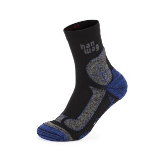 Hanwag Wandersocke Hike Merino Sock (feuchtigkeitstransport, Merinowolle) schwarz/blau - 1 Paar