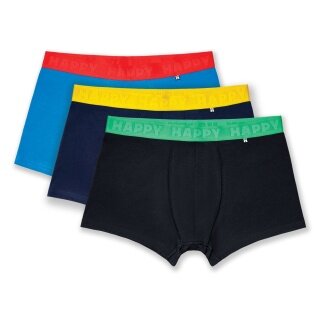 Happy Socks Unterwäsche Boxershorts Solid Mix (Baumwolle) mehrfarbig navyblau/schwarz/blau Herren - 3 Stück