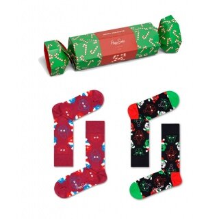 Happy Socks Tagessocke Crew Santa Animals (Hund & Katze) Cracker Geschenkbox 2er