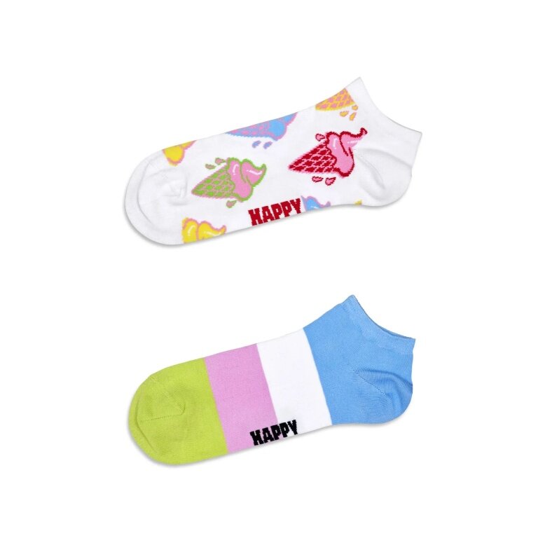 Happy Socks Tagessocke Sneaker Low Ice Cream & Stripe weiss/bunt - 2 Paar