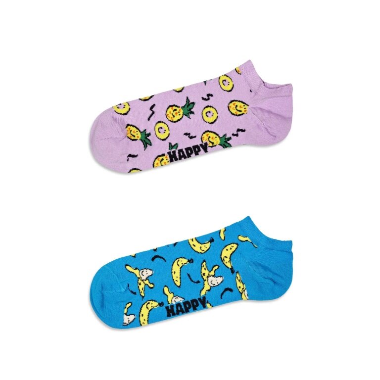 Happy Socks Tagessocke Sneaker Low Fruit (Ananas/Banane) fliederpink/blau - 2 Paar